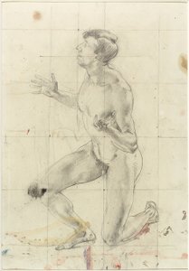 Study of a Kneeling Nude Man, Turned to the Left